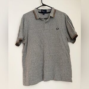 Fred Perry Men’s Grey Tipped Polo Shirt – Size Large, 100% Cotton